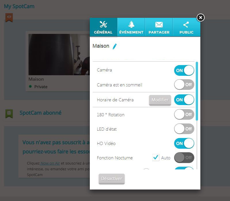 spotcam-interface2 spotcam-interface2 Test de la caméra de surveillance WiFi SpotCam HD