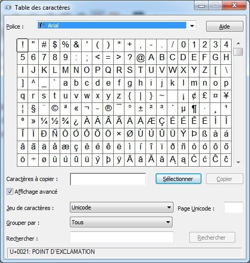 table-caracteres-windows table-caracteres-windows Copier des caractères spéciaux qui ne sont pas sur votre clavier ☆